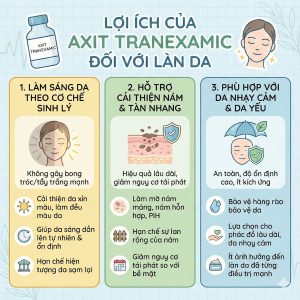 Với độ ổn định cao và ít gây kích ứng, Axit Tranexamic là lựa chọn an toàn cho làn da yếu hoặc nhạy cảm.