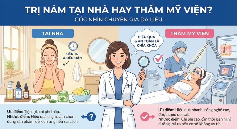 Trị nám tại nhà hay tại thẩm mỹ viện? Góc nhìn chuyên gia da liễu