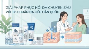Hình ảnh minh họa cấu trúc Biome và Vitamin B5 (Panthenol) trong mỹ phẩm phục hồi da.